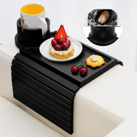 Ai-bcc4833nb Aisongdong Couch Cup Holder Tray - 3 In 1 Sofa Arm With 360 Rotating
