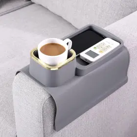 Lescato Ccht3-b Couch Cup Holder Tray - Silicone Sofa Armrest Table Drink Organizer