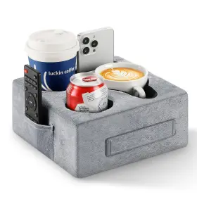Luxspire P723314236964 Couch Cup Holder Tray Pillow With 4 Holes Side Po