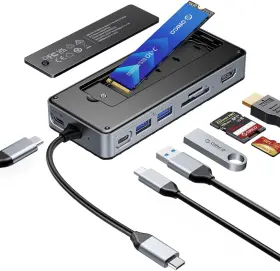 Om28p-v0 Orico Om28p 8-in-1 Usb C Docking Station M.2 Ssd Housing Nvme/sata