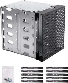Ritammi 445017892836 Stainless Steel Hard Drive Cage 5.25 Inch To 5x3.5 Rack Sas For Computer