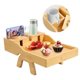 Ncphtray-001 Zibugzag Couch Cup Holder Tray - Sofa Arm With 360 Rotating Cell Phone