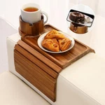 Aisongdong Acacia Wood Couch Cup Holder Tray Sofa Arm Table W/ Phone Fold. Fixed Price $51.99.