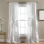 Serena Floral Light Filtering Curtain Panel, 54"X95", White. Fixed Price $64.99.