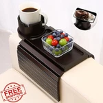 Aisongdong Bamboo Couch Tray 360 Cup Holder, Foldable Armrest Table. Fixed Price $34.99.
